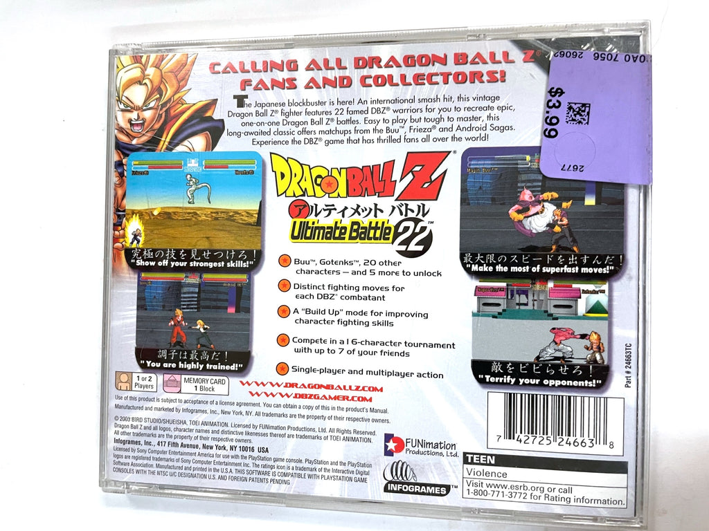 Dragon Ball Z Ultimate Battle 22 Sony Playstation 1 Ps1 Game