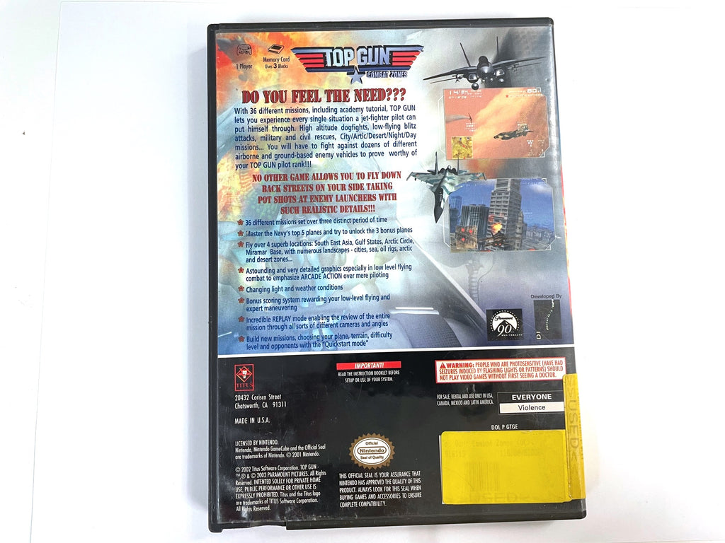 Top Gun Combat Zones Nintendo Gamecube Game