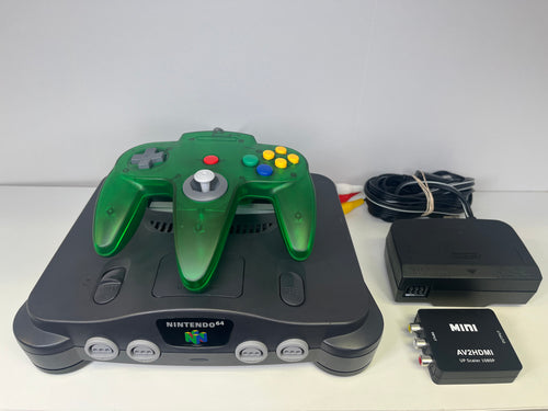 N64 CONSOLE WITH 3RD PARTY CONTROLLER WITH HDMI ADAPTER