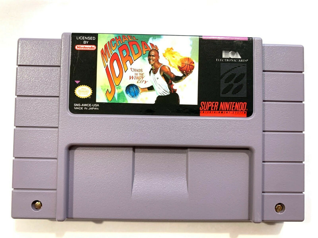 Michael Jordan Chaos in the Windy City SUPER NINTENDO SNES Game Tested + Working