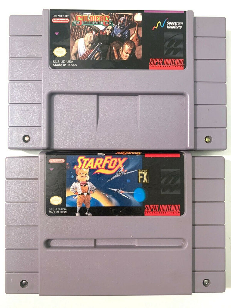 Soldiers of Fortune & Star Fox SUPER NINTENDO SNES GAME Lot Tested & AUTHENTIC!