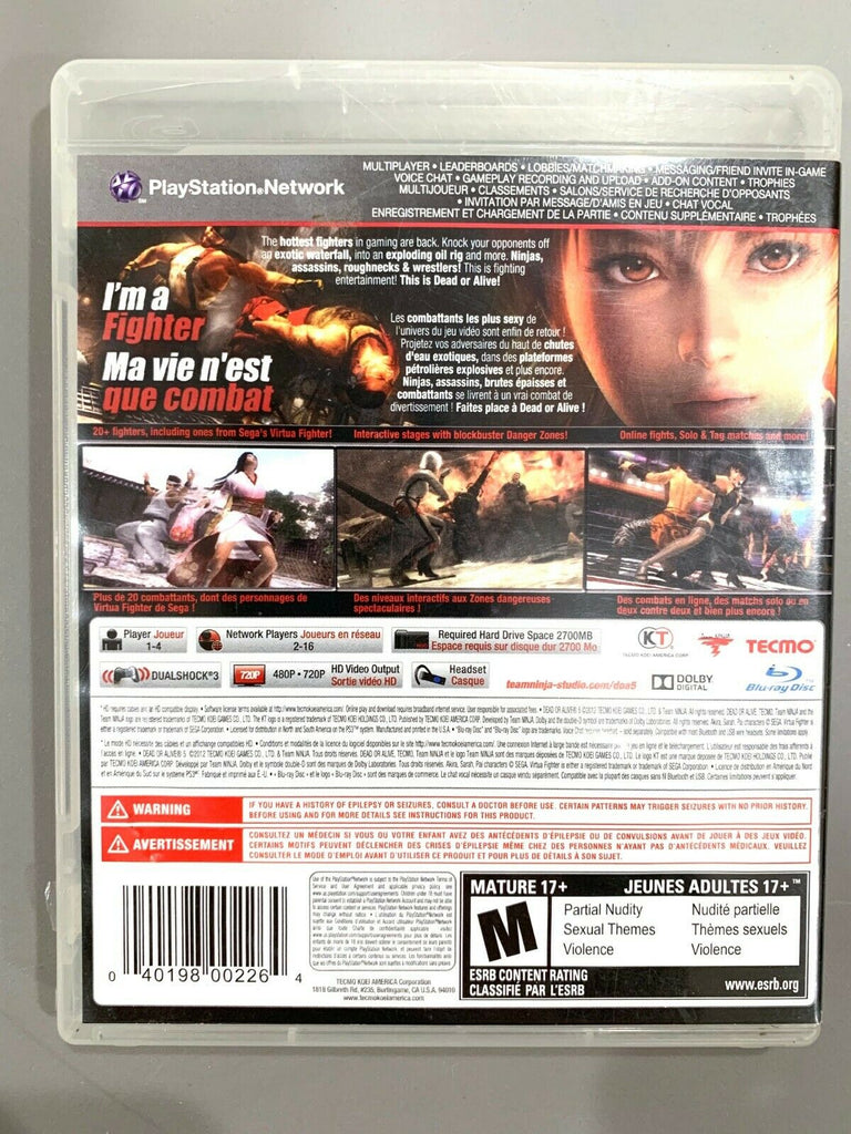 Dead or Alive 5 SONY PLAYSTATION 3 PS3 Game w/ Case Tested + Working!