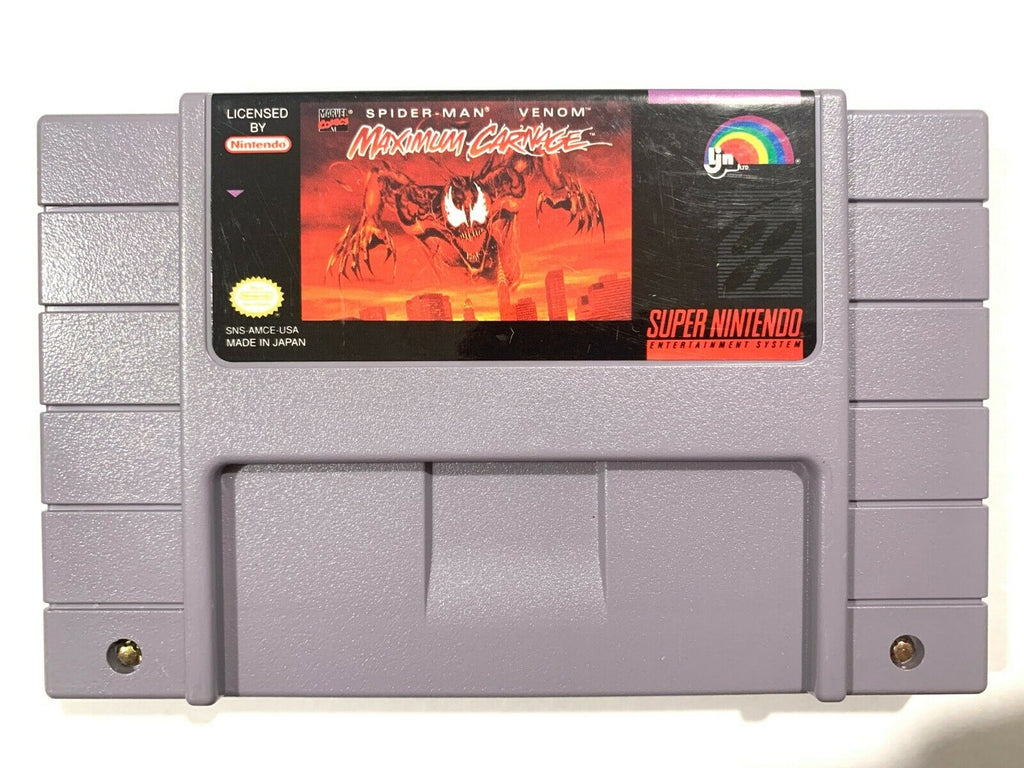 Spiderman Maximum Carnage SNES Super Nintendo Game Tested Working & AUTHENTIC!