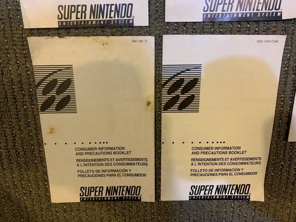 Lot of 5 Super Nintendo SNES Consumer Information Booklet SNS-USA-1