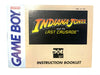 Indiana Jones and the Last Crusade GameBoy Nintendo Instruction Manual Only