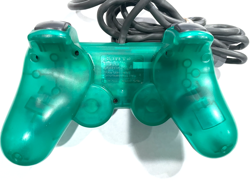 Official Sony PlayStation PS1 PS2 Controller Clear Green Dual Shock SCPH-1200