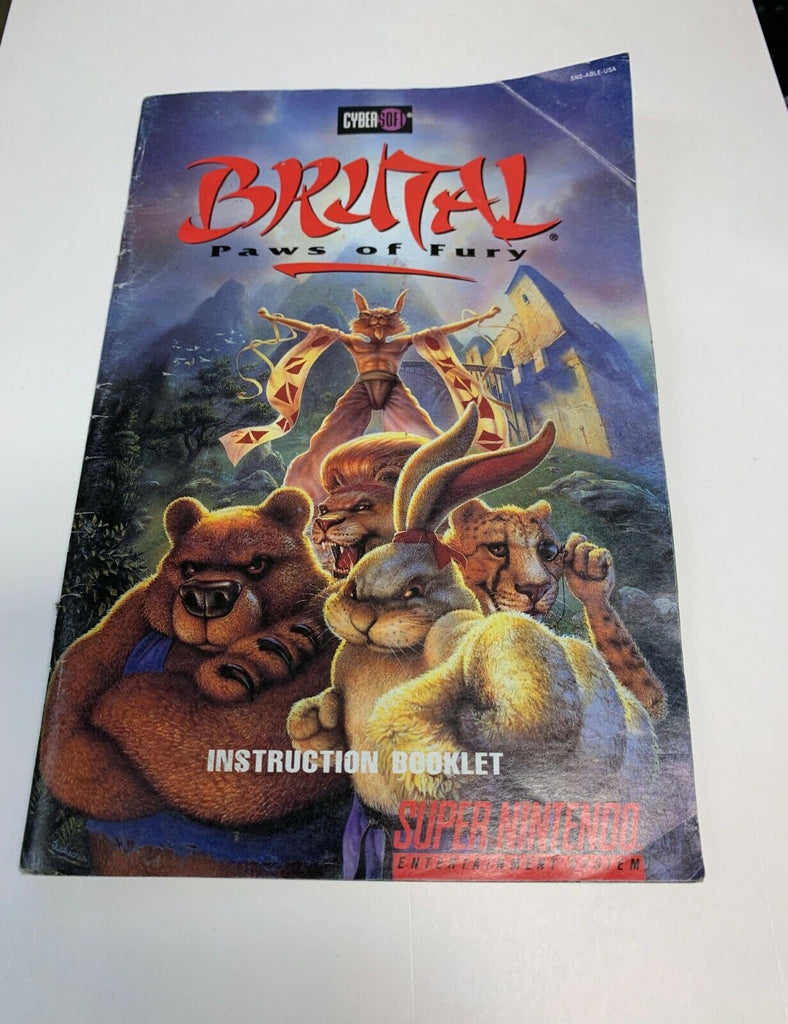 Brutal Paws of Fury SNES Super Nintendo Instruction Booklet Book Manual Only