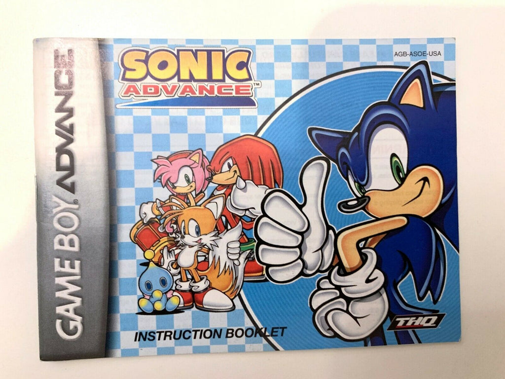 Sonic Advance GBA Original Authentic Nintendo Gameboy Instruction Manual Booklet