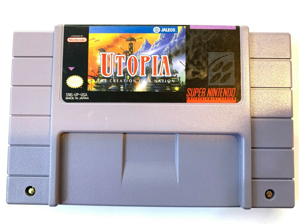 UTOPIA Super Nintendo SNES Game - Tested - Working - Authentic!