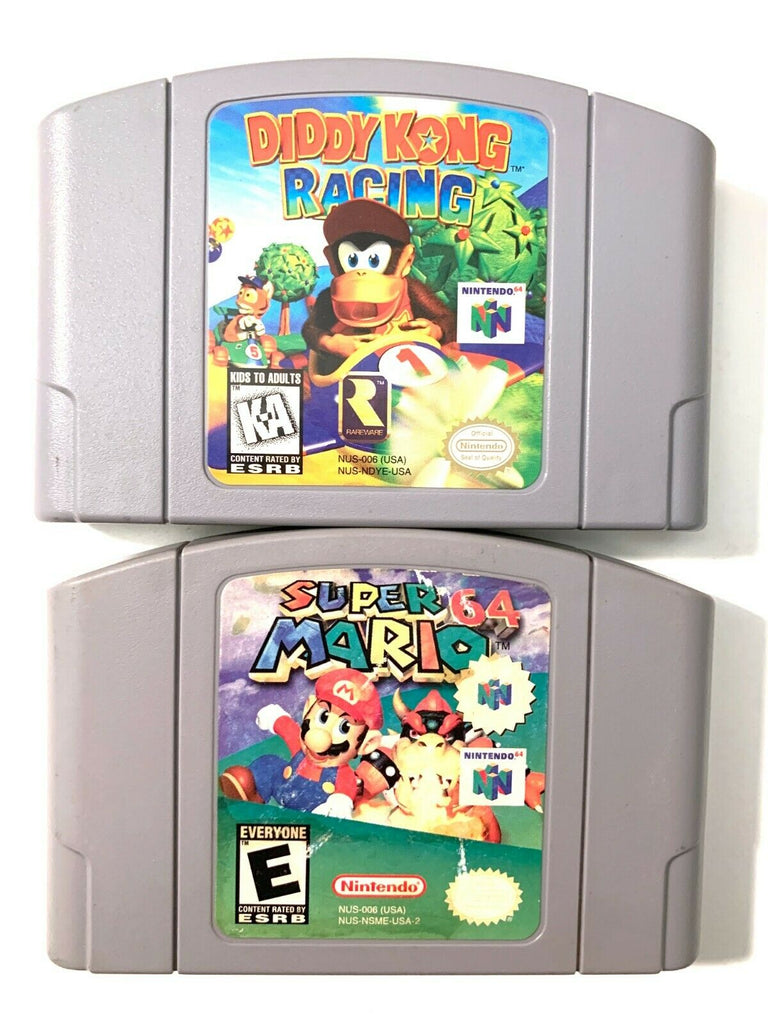 Nintendo 64 N64 Super Mario & Diddy Kong Racing Video Game Lot Tested Authentic!