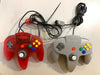 Lot of 2 Nintendo 64 N64 Controllers Grey & Red Tested + Working!