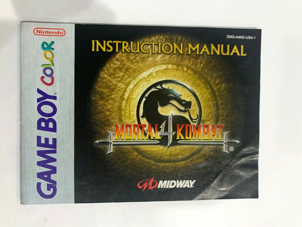 Mortal Kombat 4 Original Nintendo Gameboy Color Instruction MANUAL ONLY Booklet