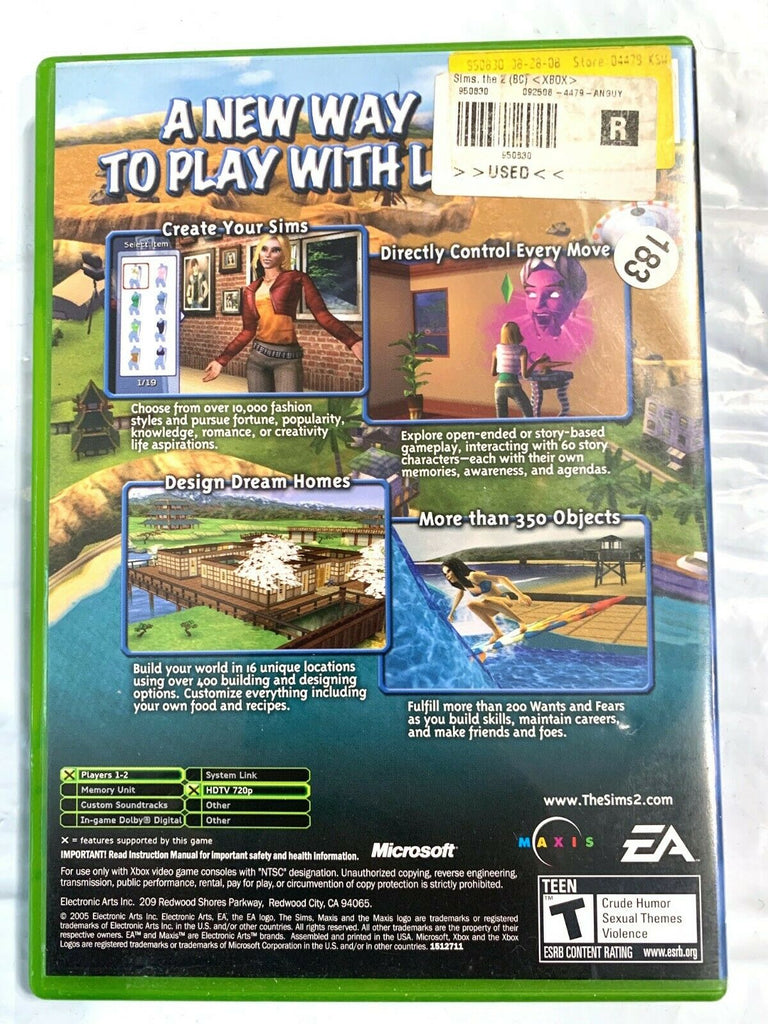 Sims 2 ORIGINAL MICROSOFT XBOX GAME Tested + Working!
