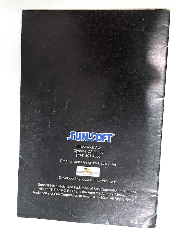 ****Aero The Acrobat Super Nintendo SNES Instruction Booklet Manual Book Only***