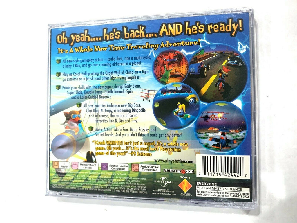 Crash Bandicoot 3 Warped SONY PLAYSTATION 1 PS1 Game COMPLETE 3D CIB Black Label