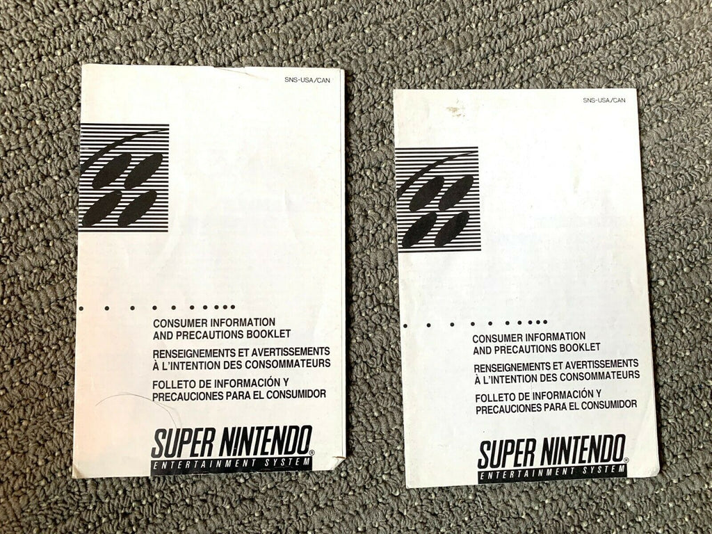 2 Super Nintendo SNES Consumer Information and Precautions Booklet ONLY SNS-USA