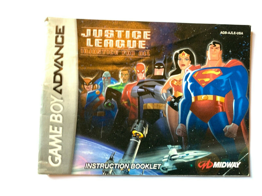Justice League Injustice For All GameBoy Advance Instruction Booklet Manual Only