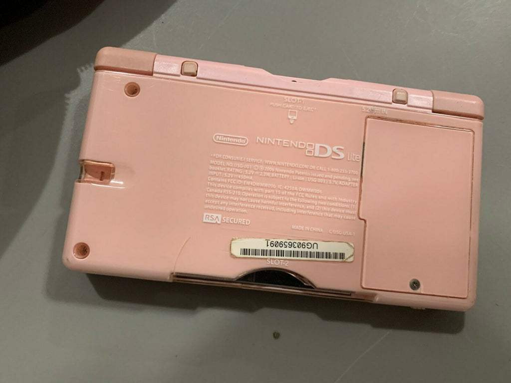 Nintendo DS Lite Pink With Charger & Game Broken Hinge