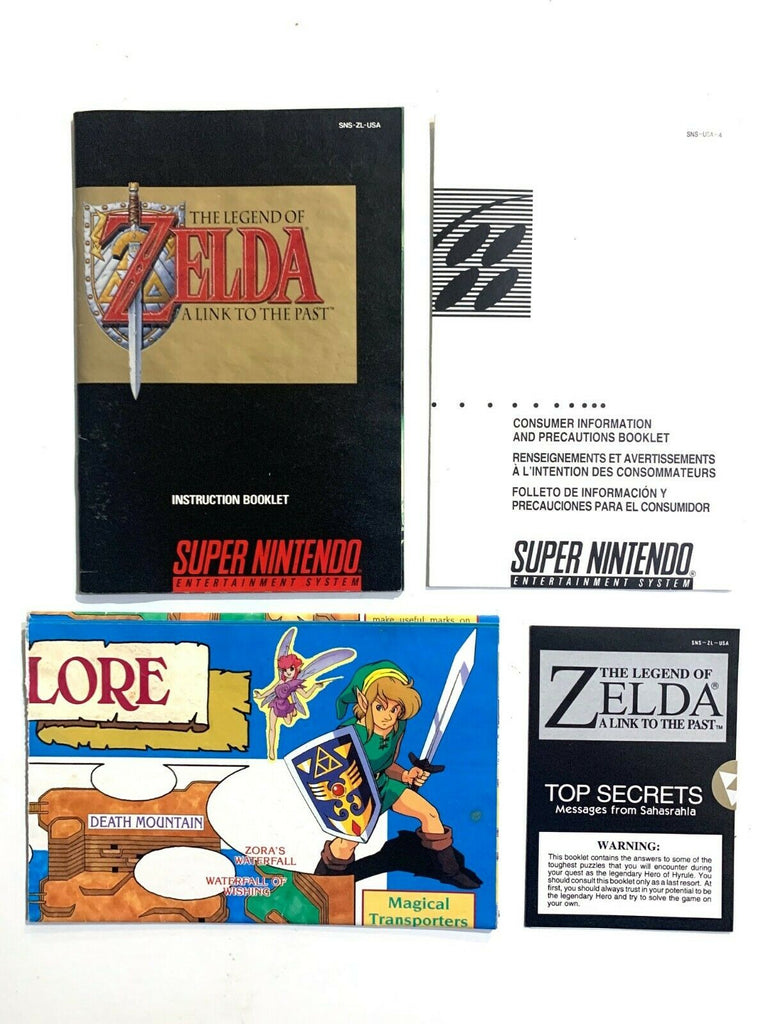 Legend of Zelda Link to Past Super Nintendo SNES Manual, Map & Top Secrets - EX!