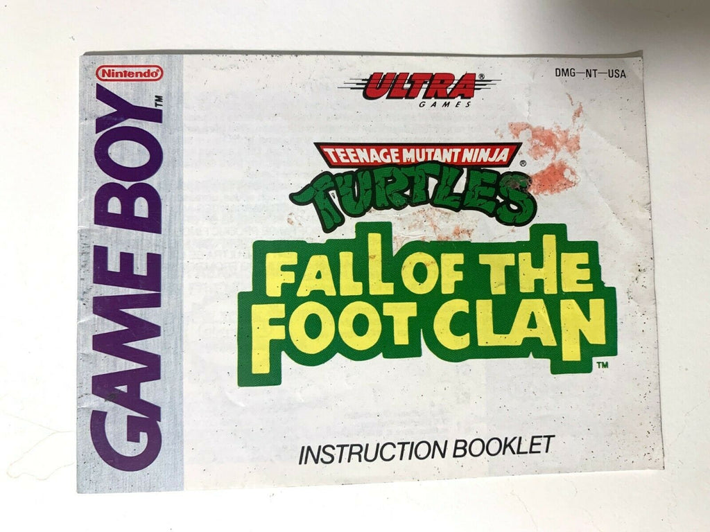 Turtles Fall of the Foot Clan Original Nintendo Gameboy Instruction Manual Only