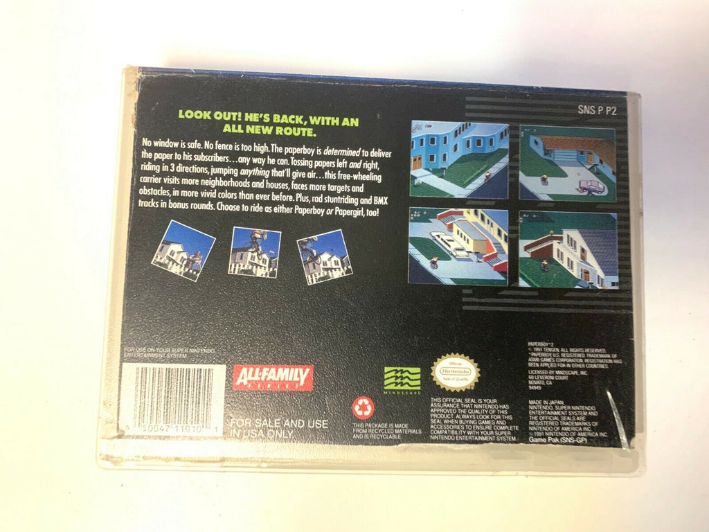 PAPERBOY 2 Super Nintendo SNES Game Cardboard Box cut out inside Plastic Case