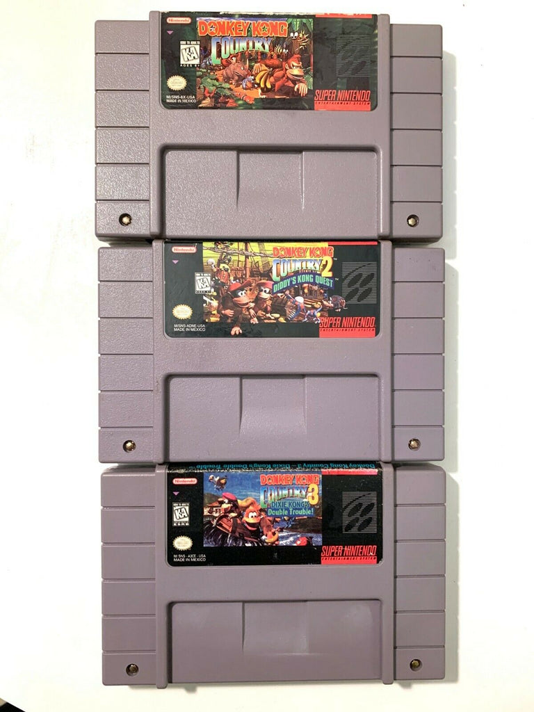 Donkey Kong Country 1 2 3 SUPER NINTENDO SNES Game Lot All Authentic & Tested!