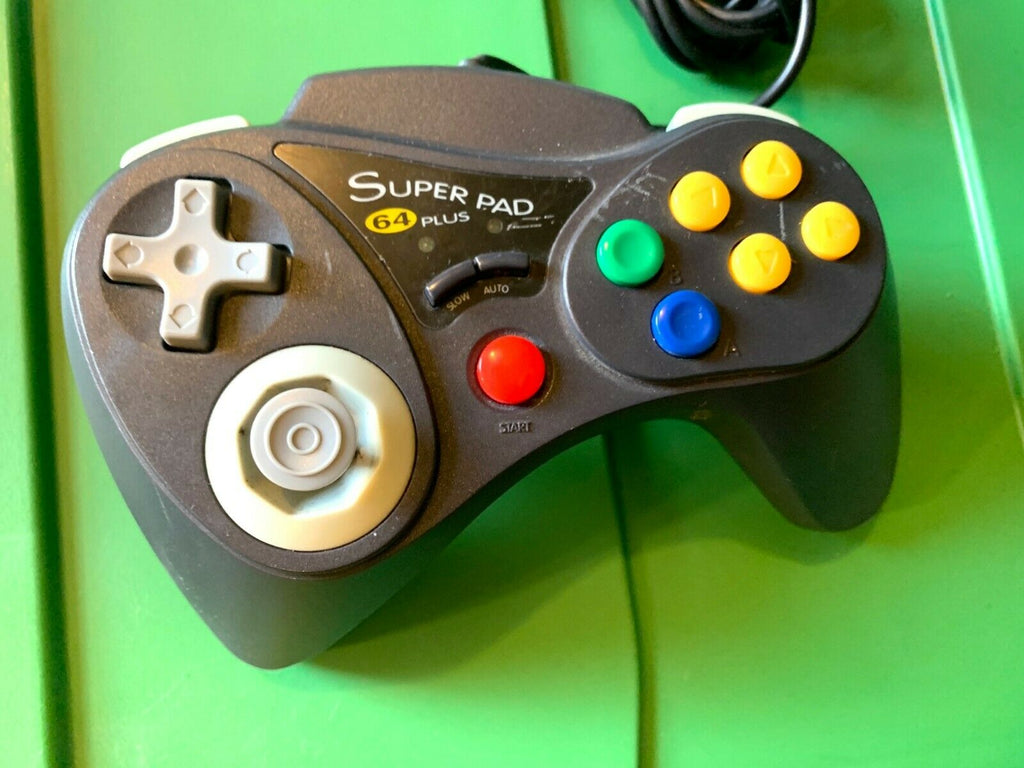 Nintendo 64 N64 Super Pad Plus Turbo Black Controller by InterAct! Tested-