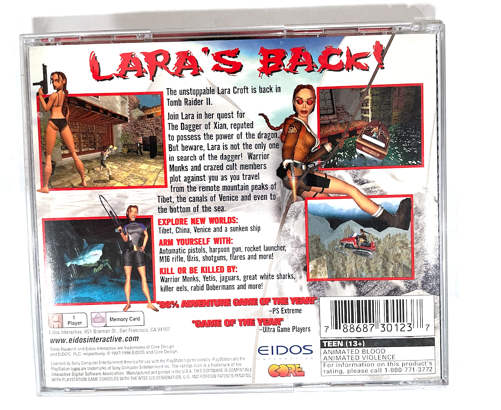 Tomb Raider II 2 Starring Lara Croft Sony Playstation 1 PS1 Game