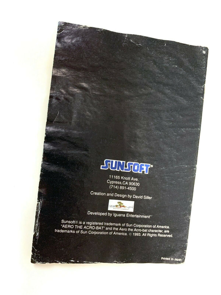 Aero The Acrobat Super Nintendo SNES Instruction Booklet Manual Book Only