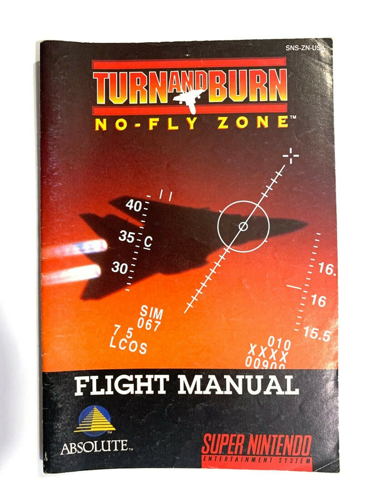 RARE! Turn and Burn No Fly Zone SNES Super Nintendo Instruction Manual Only