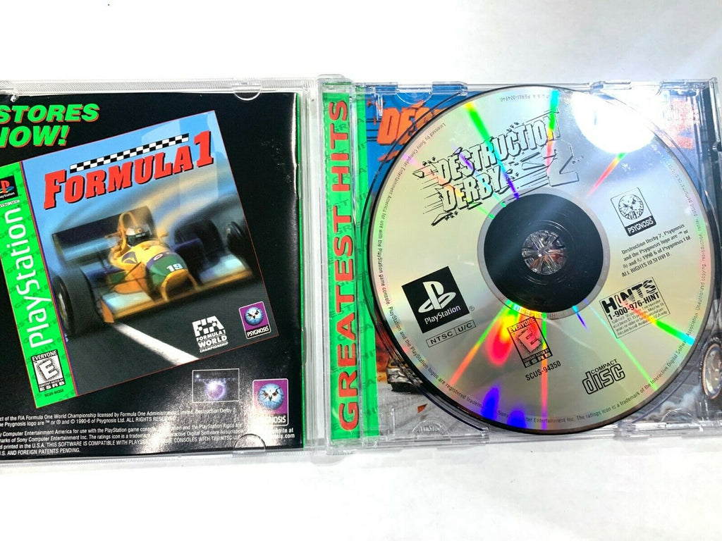 Destruction Derby 2 Sony Playstation 1 PS1 COMPLETE CIB Tested + Working!