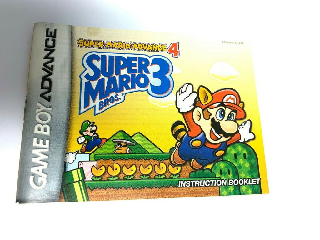 Super Mario Advance 4: Super Mario Bros 3 Gameboy Advance GBA Instruction Manual
