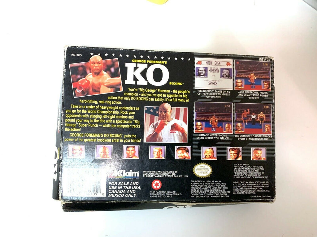 George Foreman's KO Boxing SUPER NINTENDO SNES Game COMPLETE! TESTED!