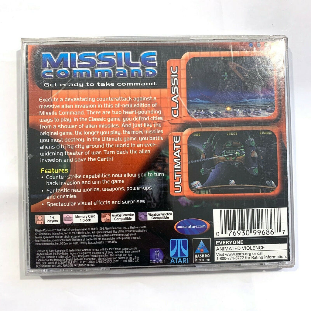 Missile Command Sony PlayStation 1 1999 CIB Complete Video Game Tested PS1 Atari