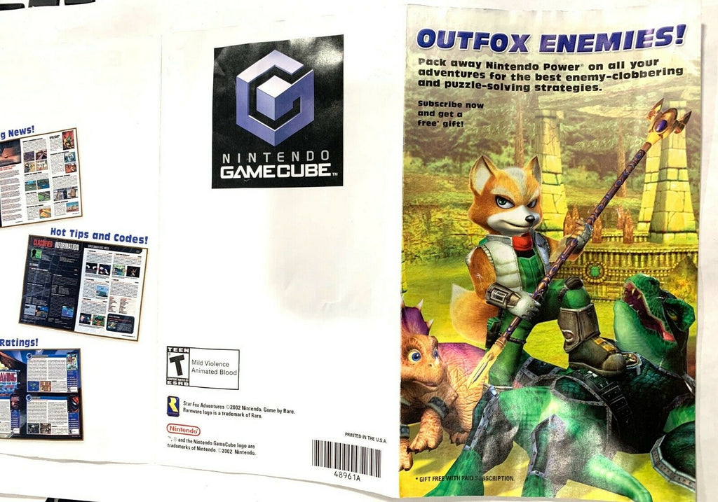 Star Fox Adventures NINTENDO Power GAMECUBE Promo Insert & Precautions Booklet