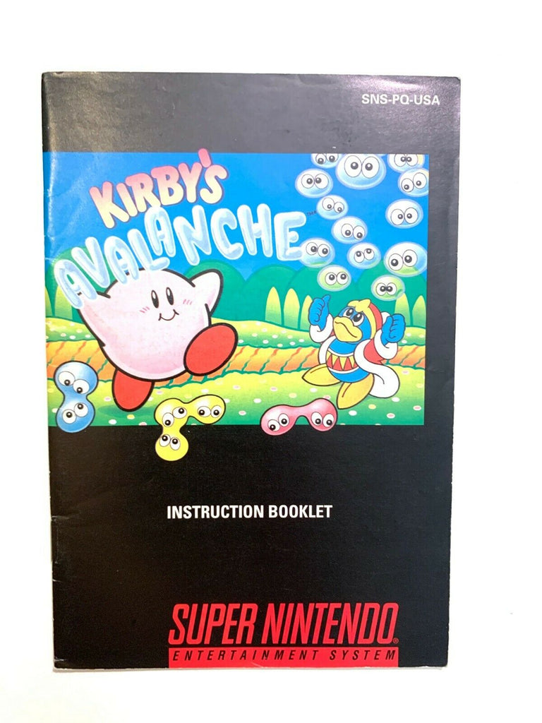 Kirby's Avalanche Super Nintendo Instruction Manual Booklet Book NO SNES GAME