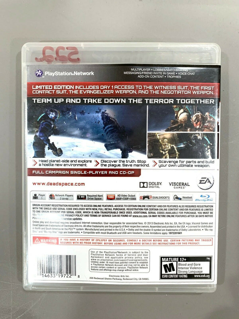 Dead Space 3 Limited Edition SONY PLAYSTATION 3 PS3 Game COMPLETE CIB Tested!