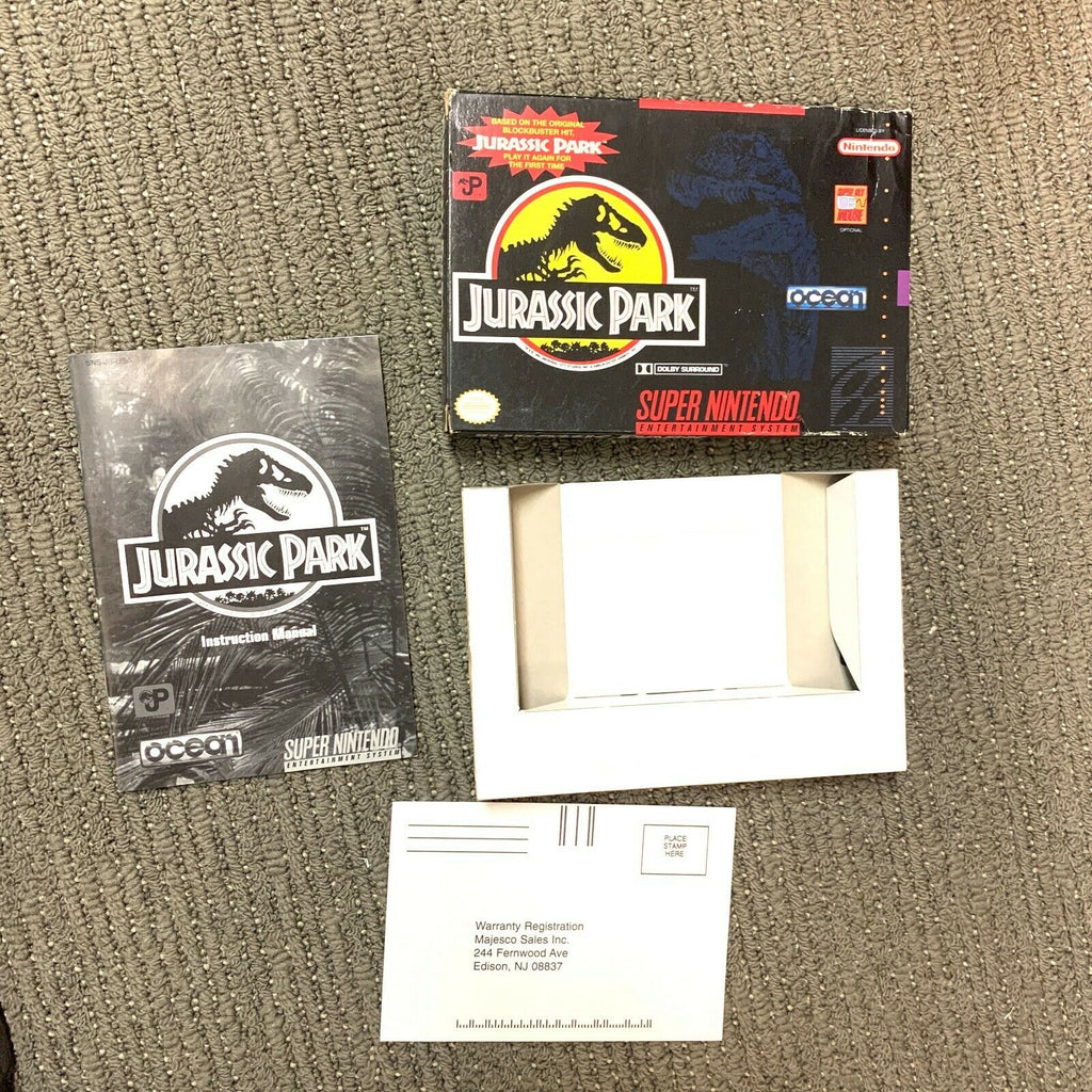 Jurassic Park Super Nintendo SNES Box Tray and Manual NO GAME!