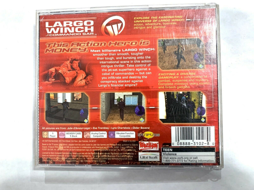 Largo Winch Commando SAR (PlayStation 1 PS1) Black Label Complete CIB - TESTED