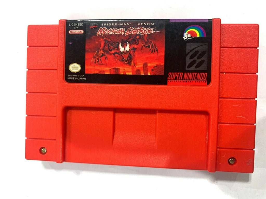 Spiderman Maximum Carnage SNES Super Nintendo Game RED Cartridge - TESTED!