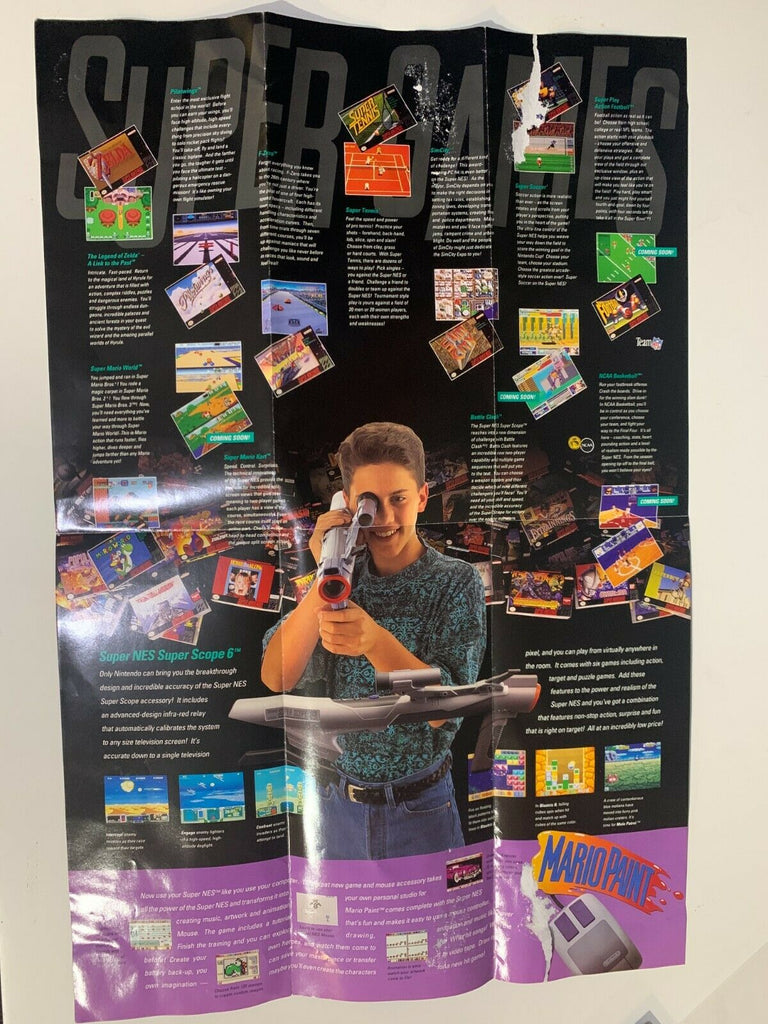 RARE! Super Nintendo SNES Promotional Store Pamphlet Poster ONLY ONE ON EBAY!