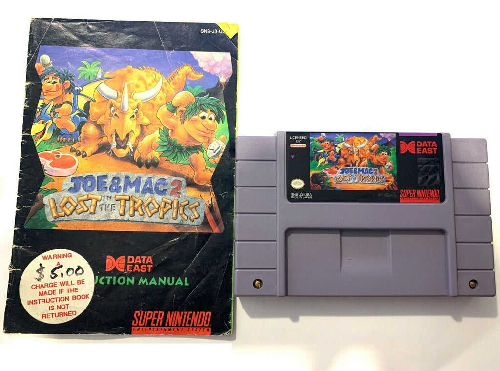 AUTHENTIC! Joe & Mac 2: Lost in the Tropics SUPER NINTENDO SNES GAME w/ Manual!