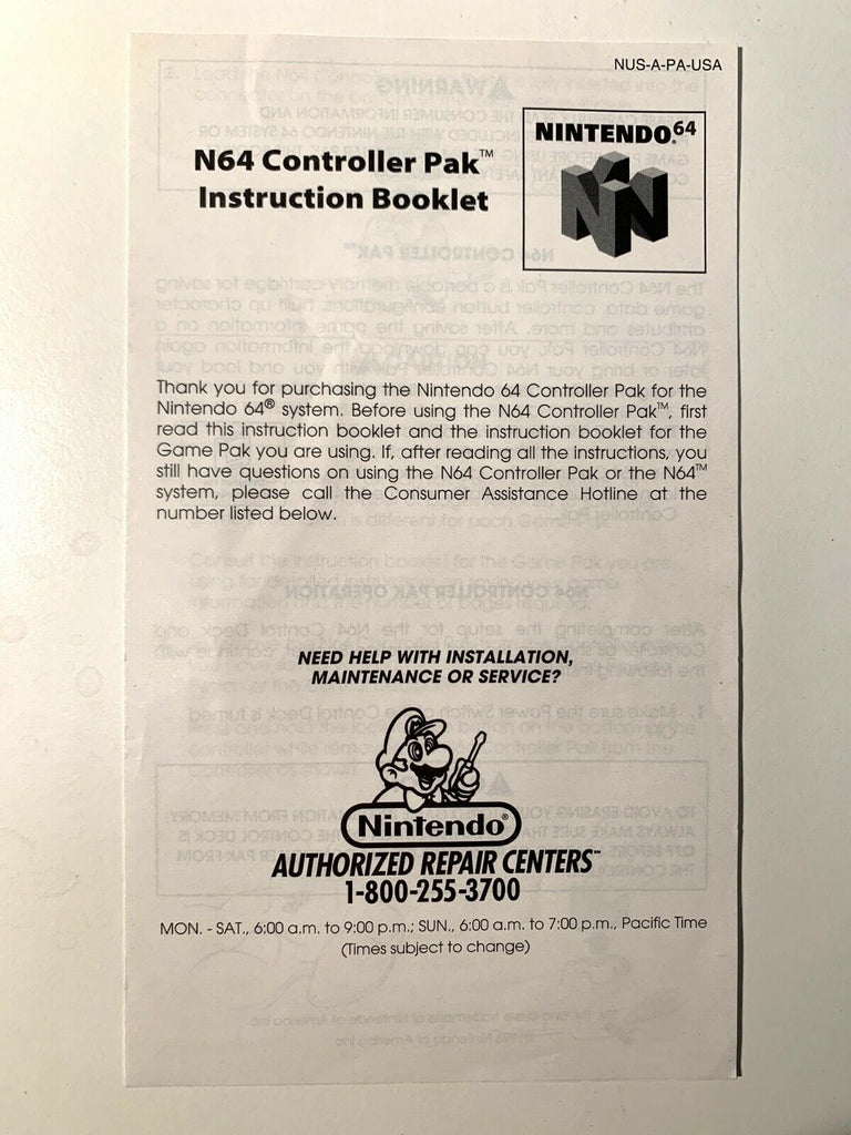 RARE Nintendo 64 N64 Console Instruction Manual N Gear Poster & Postcard Insert