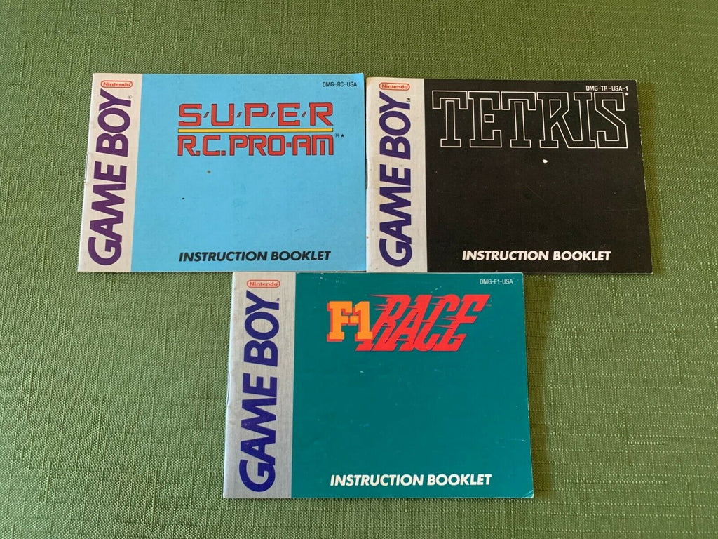 F-1 Race SUPER RC PRO AM & Tetris Nintendo Gameboy Instruction Manual Lot