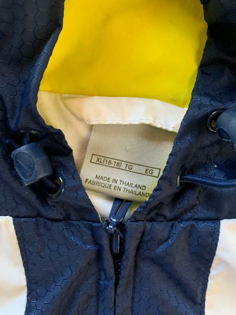 Nike Mens Track Jacket Wind Hooded Breaker XL Navy White & Yellow Vintage