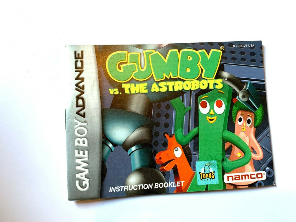 RARE! Gumby Vs The Astrobots  Nintendo Game Boy Advance GBA Instruction Manual