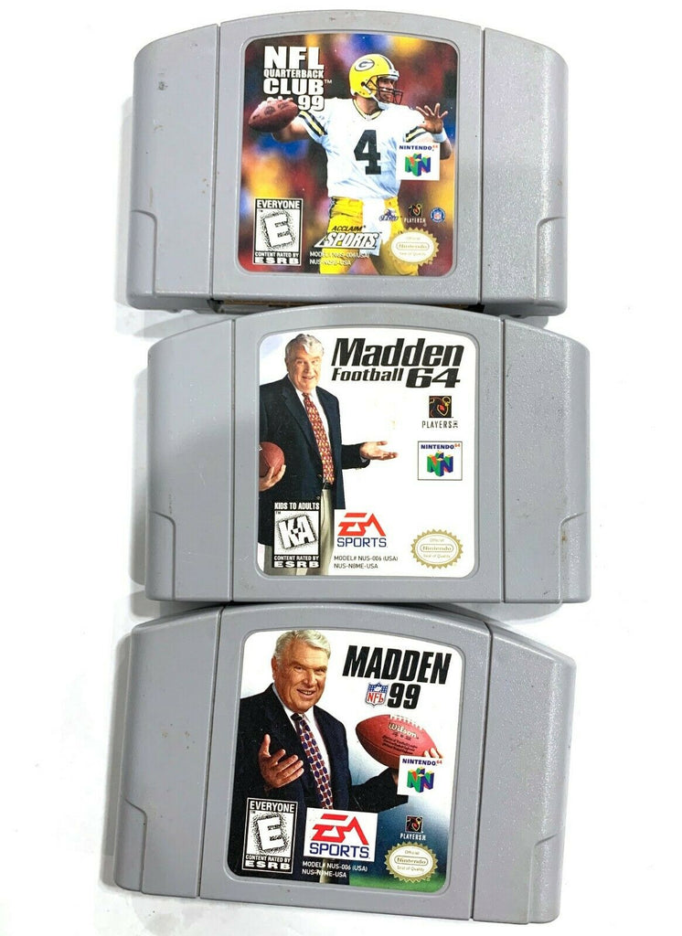NFL Quarterback Club 99 and Madden Football Game for Nintendo 64 Lot of 3 Games