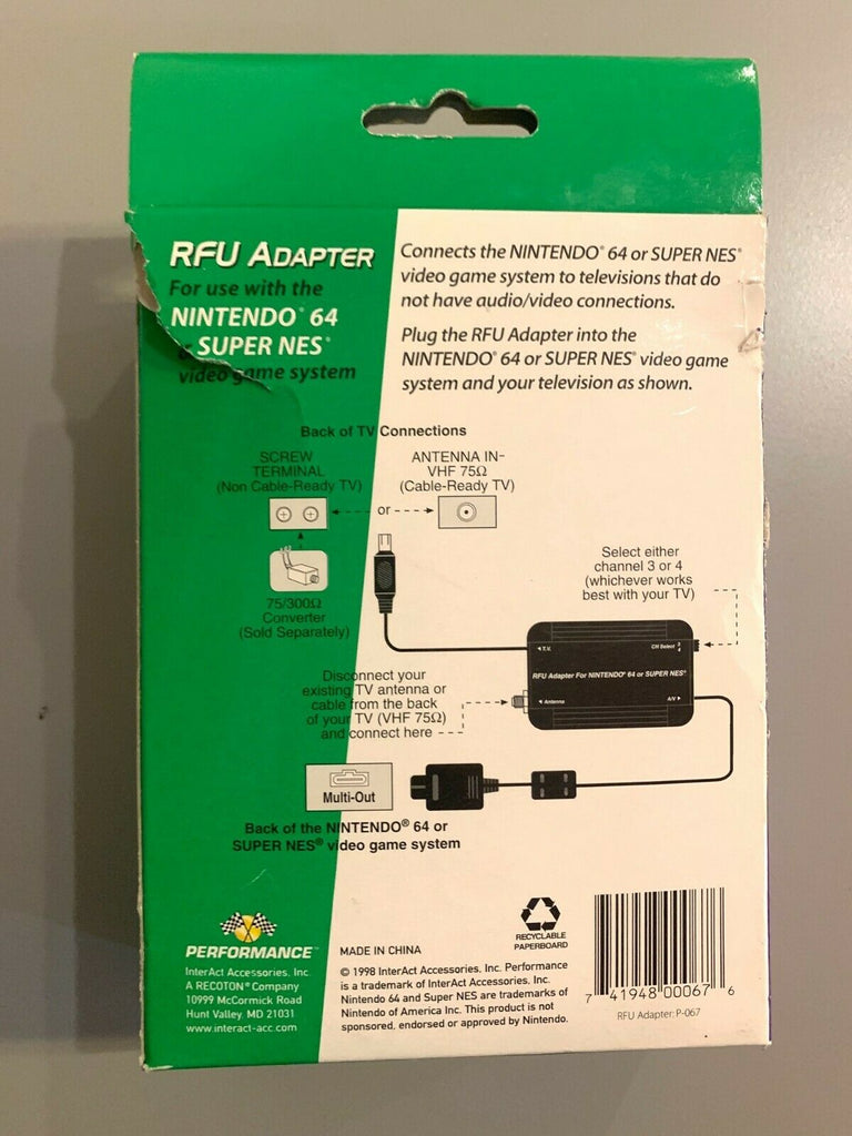 RFU Adapter/Connection for Nintendo 64/Super Nes+ Controller