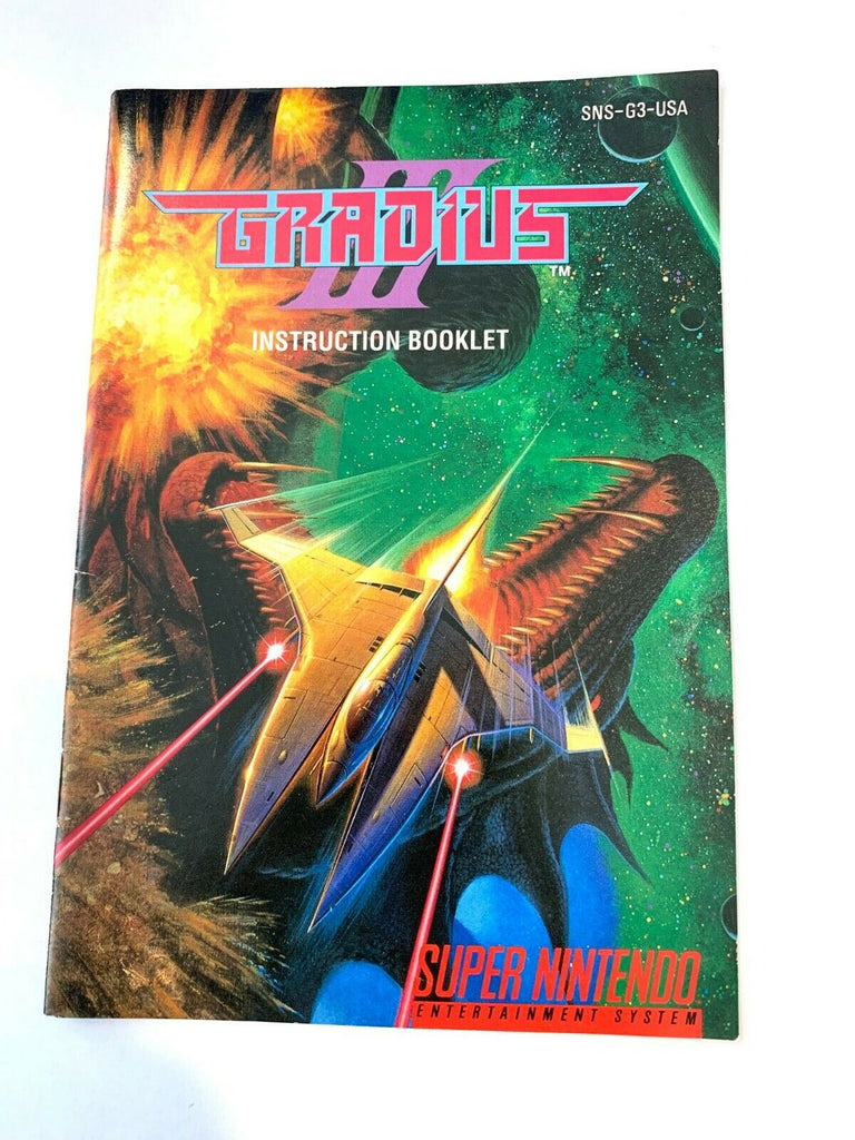SNES Gradius III 3 Instruction Booklet Manual Only *Authentic* *No Game*