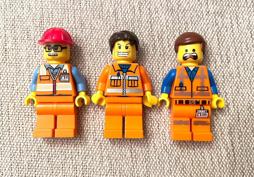 3 Lego Construction Worker Orange LEGO City Figure Guy Lot